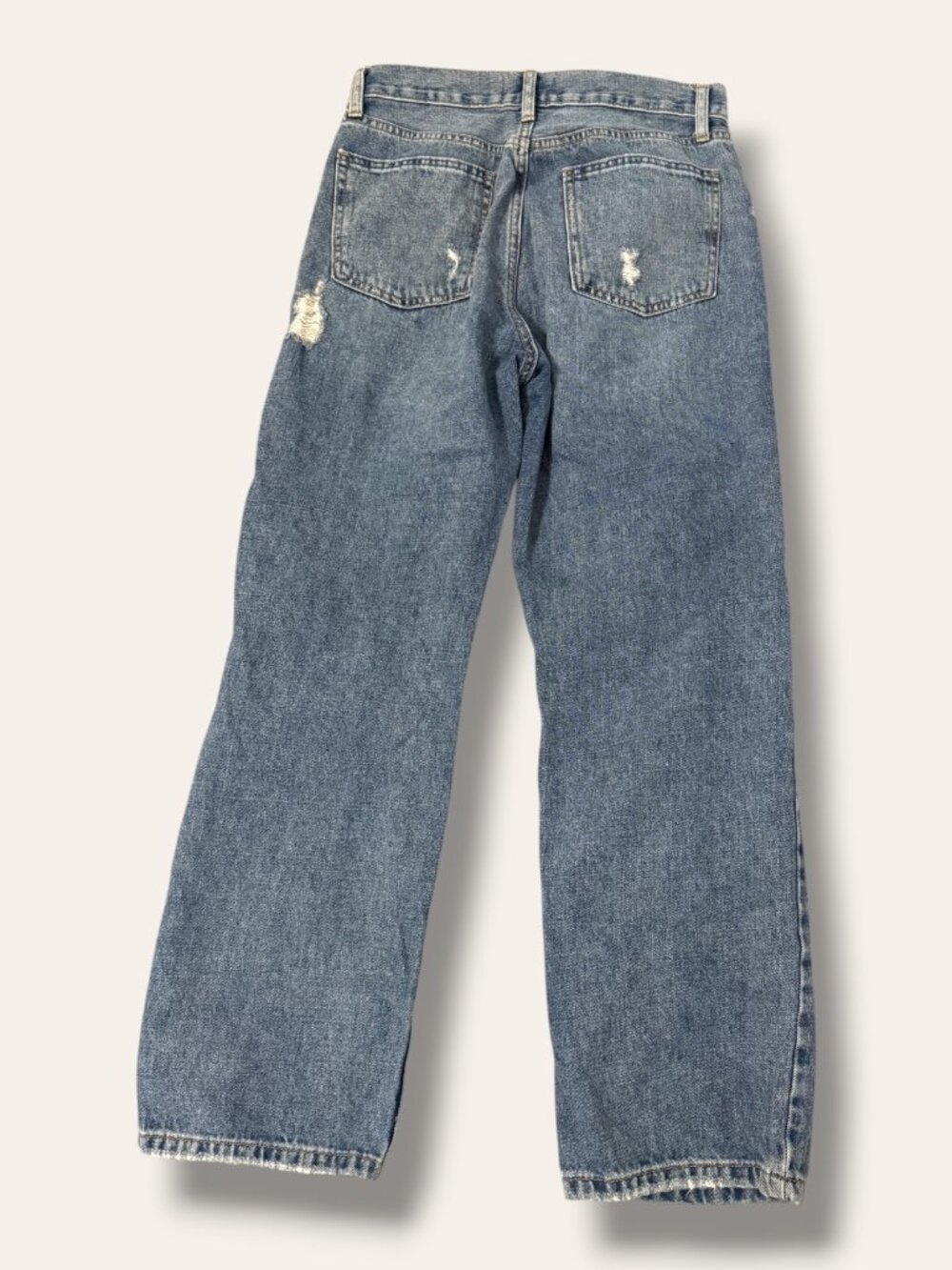 JBD Jeans Womens 28 Light Wash Distressed Ripped Straight Leg Frayed Hem Denim - Picture 3 of 10